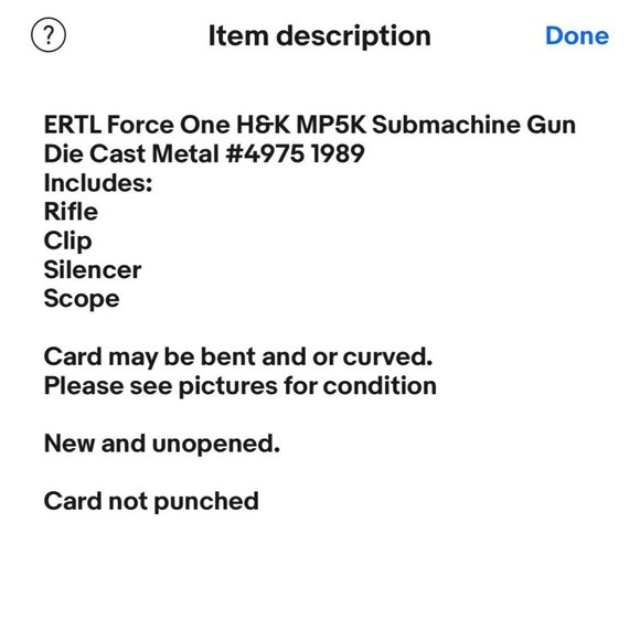 ERTL Force One Die-Cast Metal H&K MP5K Submachine Gun #4975 1989  b - Picture 11 of 11